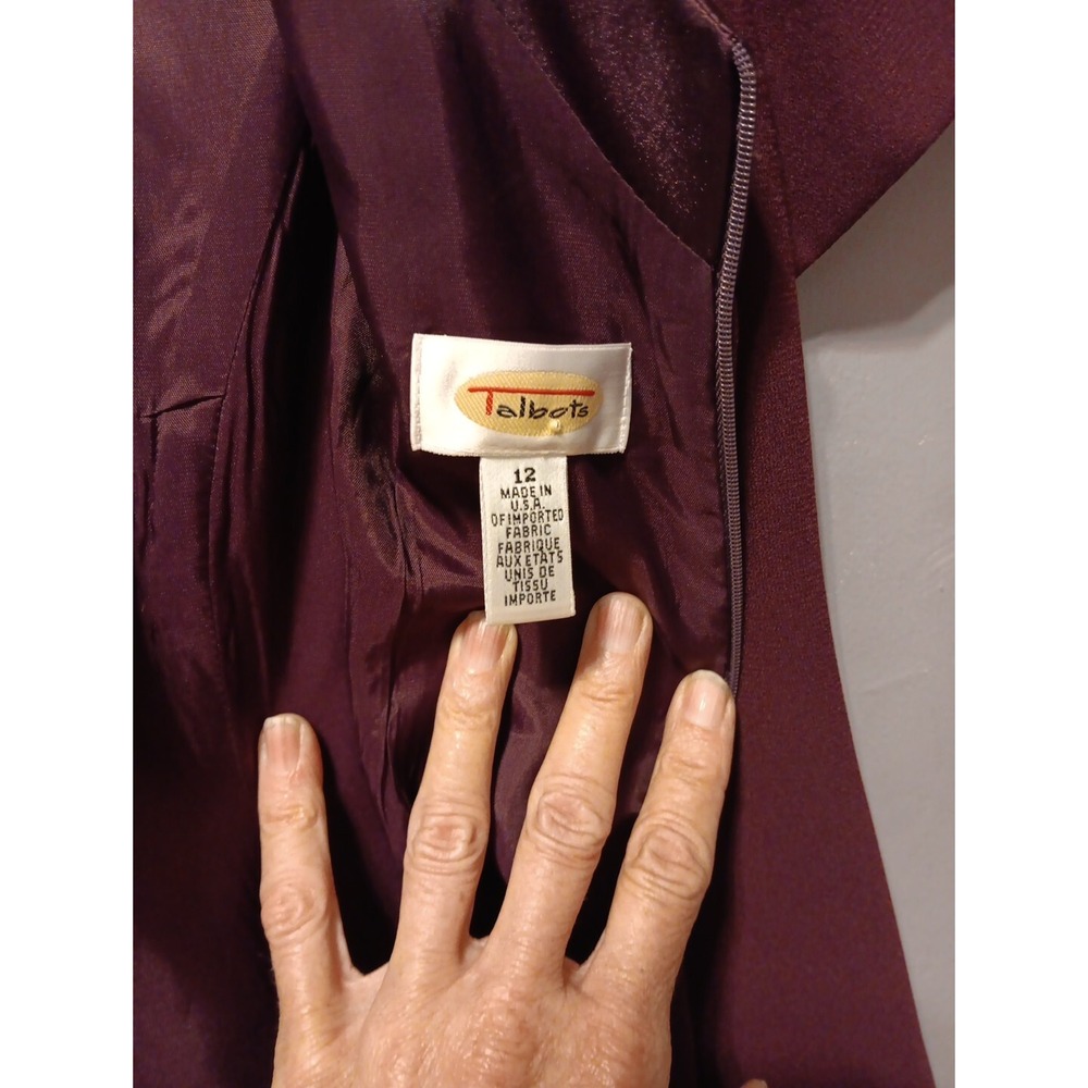 Talbots Womens Size 12 Maroon Formal Coquette Minimalist Dress Shoulder Pads - Picture 8 of 16